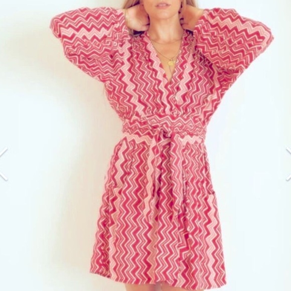 Natalie Martin Nico Long Sleeve Silk Mini Dress Wrap Blue White Floral Sz S NWT - Picture 8 of 16